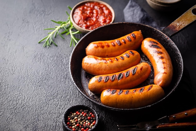 Fried delicious sausages