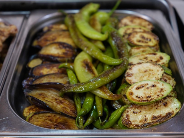 Fried delicious vegetables in restaurant