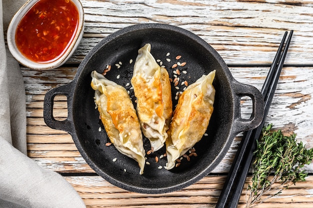 Fried dumplings on table