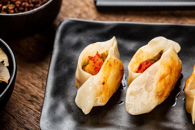 Fried dumplings with crayfish filling