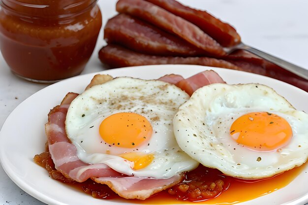 fried egg breakfast ketchup