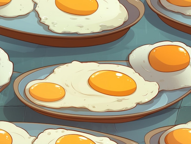 Fried Egg drawn style seamless tiles generative AI