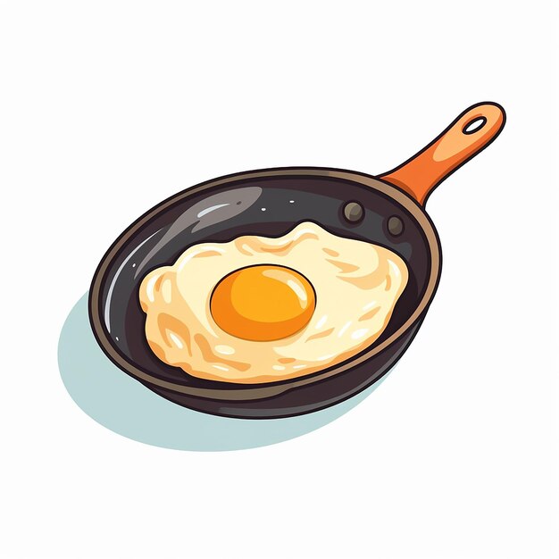 フライパンで卵を揚げた 漫画のイラスト