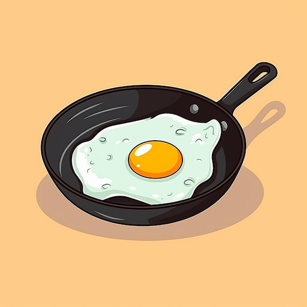 フライパンで卵を揚げた 漫画のイラスト