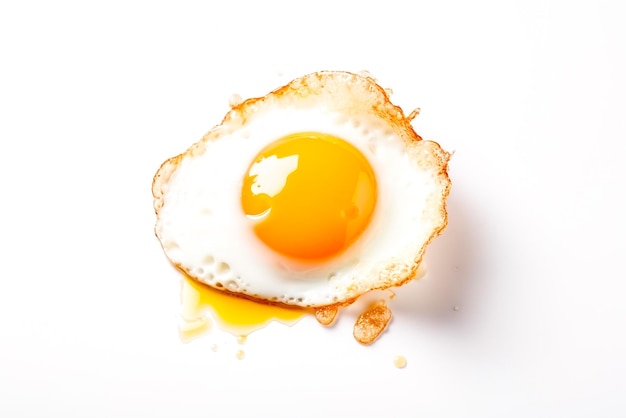 Fried egg isolated on white background with copy space for text Generative AI