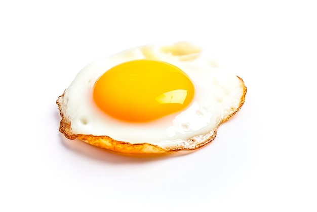 Fried egg isolated on white background with copy space for text Generative AI