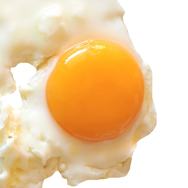 Fried egg isolated over white with copy space