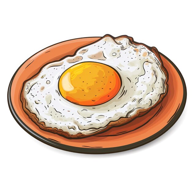Foto un uovo fritto sul piatto su sfondo bianco