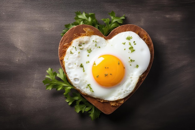 Photo fried egg in a shape of a heart