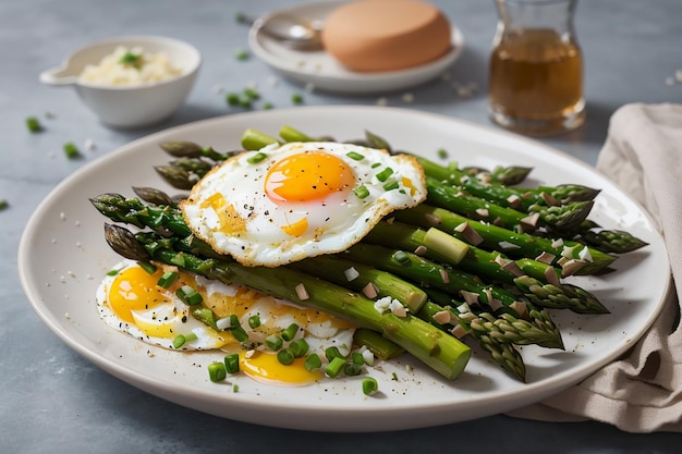 Fried egg with asparagus