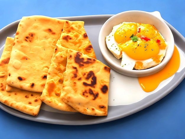 Fried egg with bread on a plate