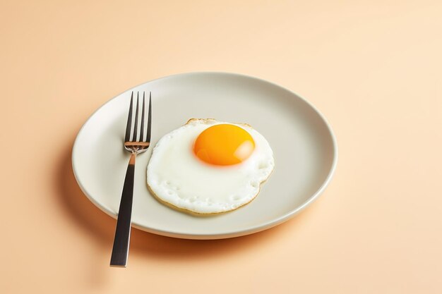 fried egg with fork top view