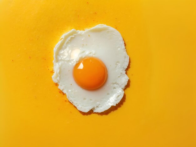 Photo fried egg on yellow background