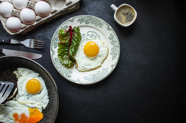 fried eggs, healthy food breakfast