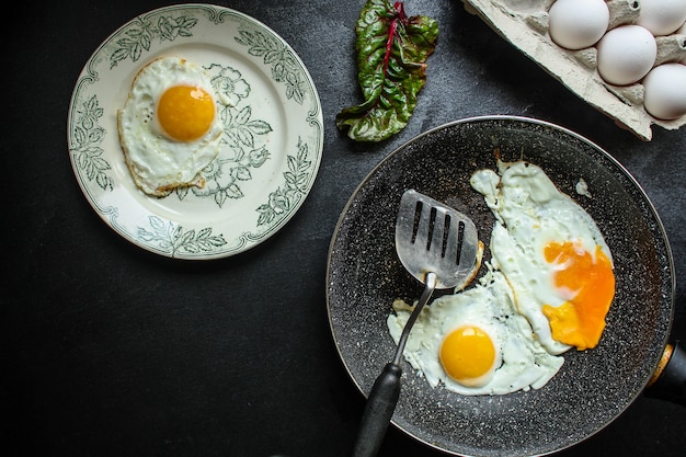 fried eggs, healthy food breakfast