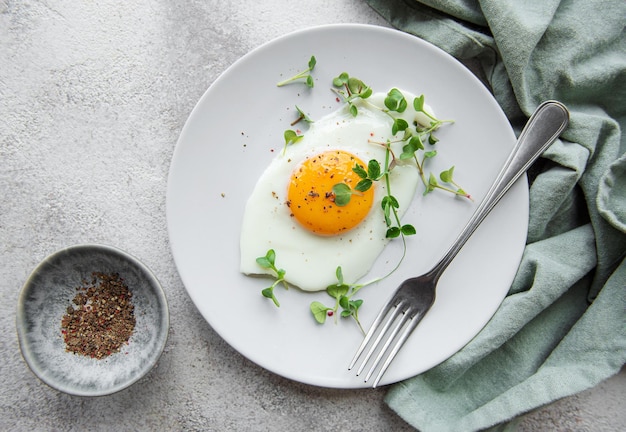 Fried eggs on a white plate