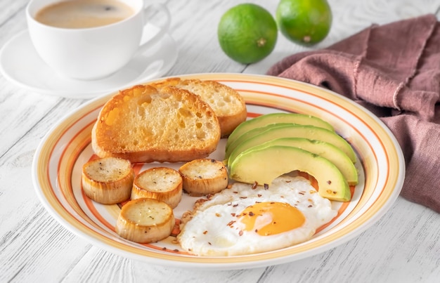 Fried eggs with avocado