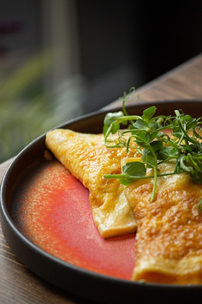 Fried Eggs with Melted Cheese and Green