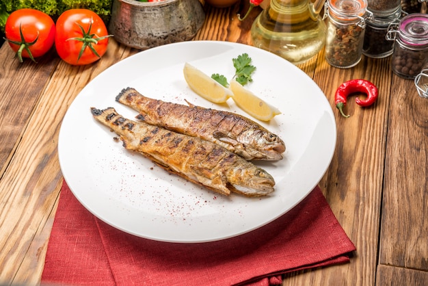 fried fish fillet with vegetables