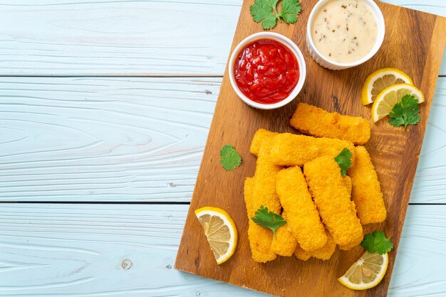 Photo fried fish finger stick or french fries fish