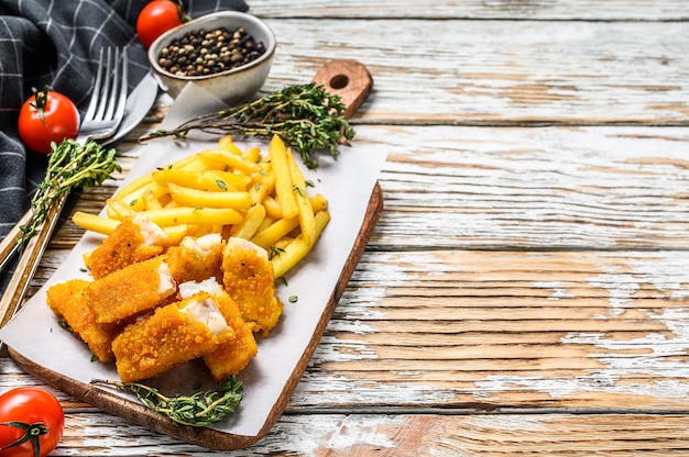 Fried Fish Sticks with French Fries