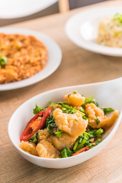 Fried fish with celery