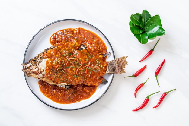 Fried fish with chili sauce