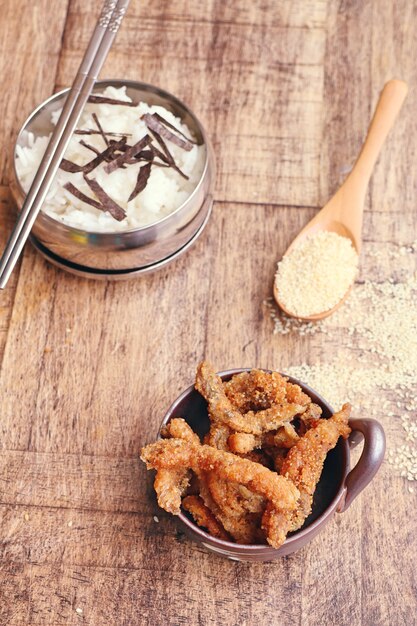 Fried fish with white sesame