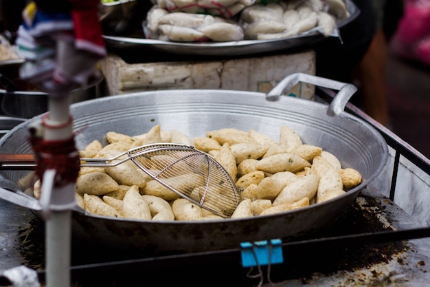 Fried food in the pan