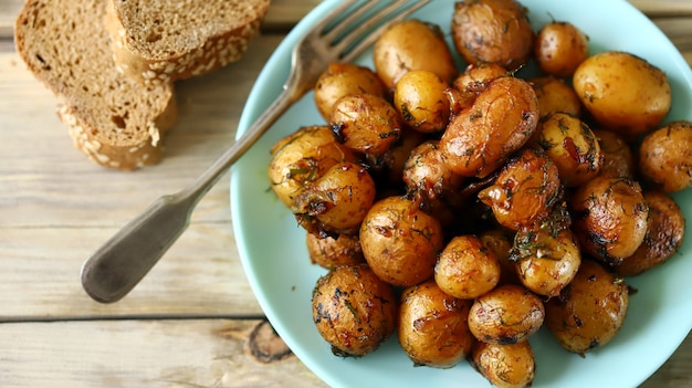 Fried fresh potatoes on a plate