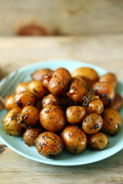 Fried fresh potatoes on a plate