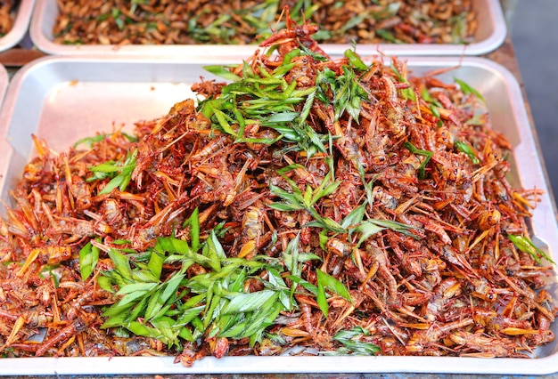 Fried grasshoppers