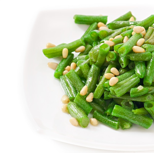 Fried green beans with cedar nuts