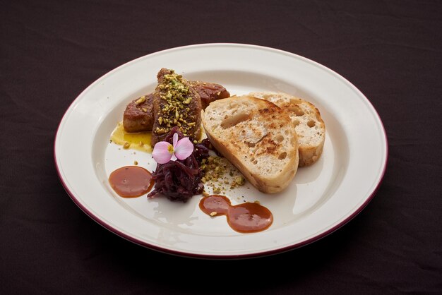 Fried grilled pork chops with caramelized onions