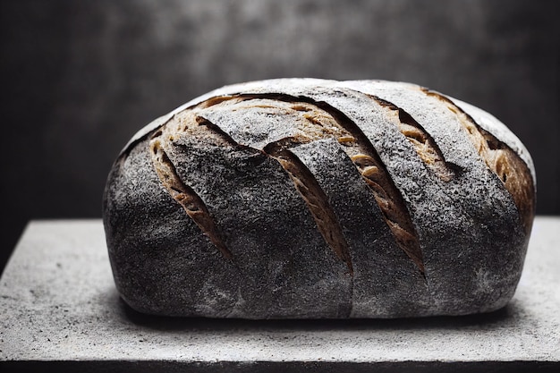 Фото Жареный домашний хлеб на закваске с темно-коричневой корочкой