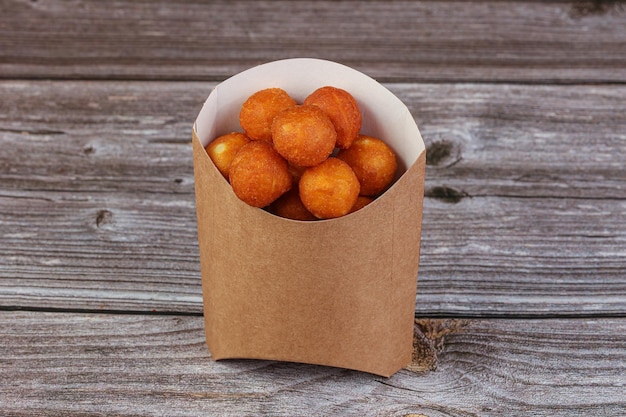 Fried hot crispy potato balls snack