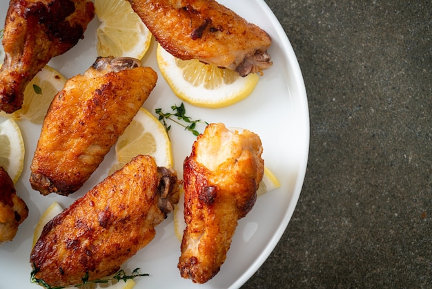 Fried lemon pepper chicken wings with thyme
