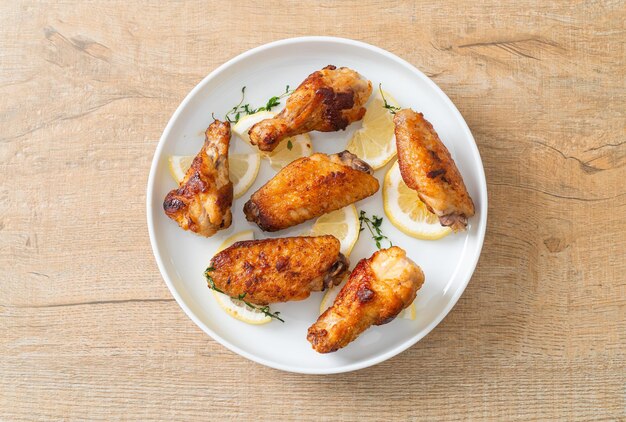 fried lemon pepper chicken wings with thyme