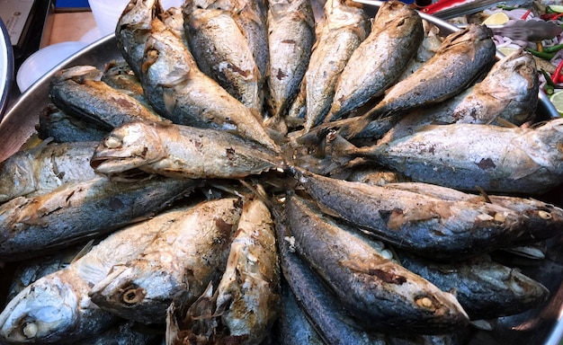 Fried Mackerel Fish on the Tray