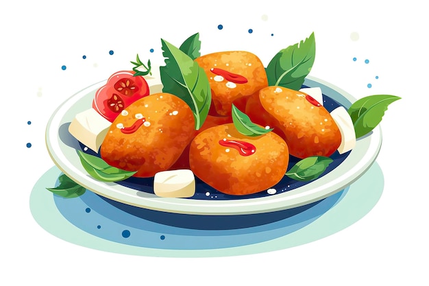 Photo fried mozzarella illustration food illustration generative ai