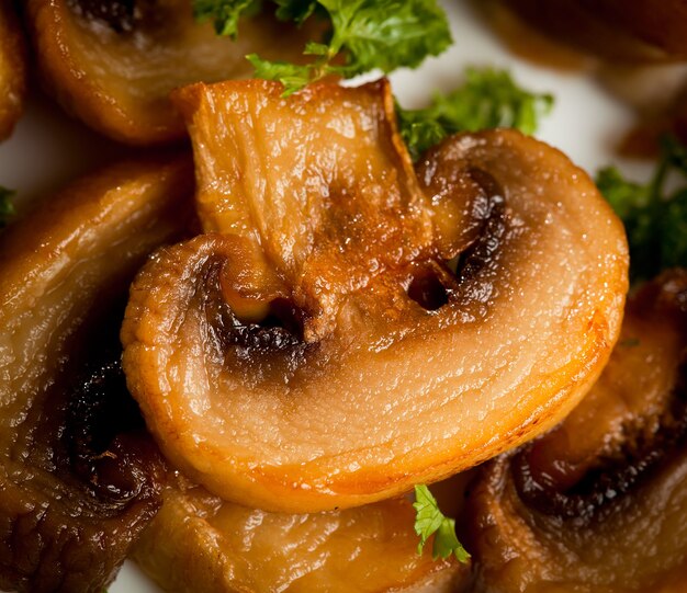 Fried mushrooms with fresh parsley