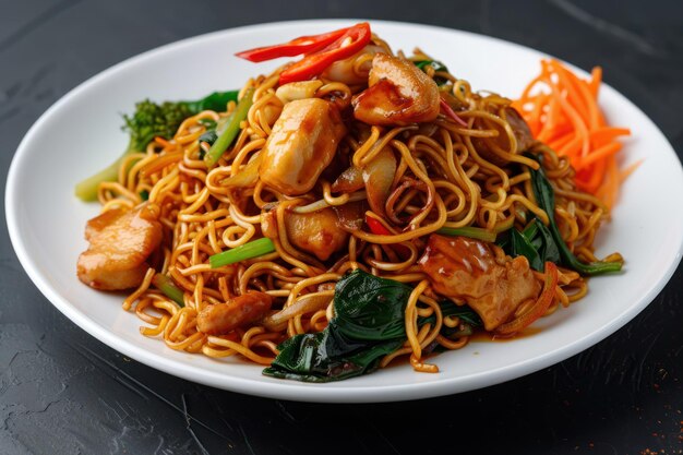 fried noodle on a white plate