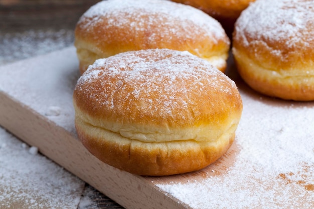 Fried in oil Berlin donuts with stuffing