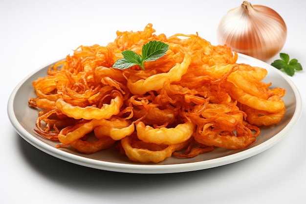 Fried Onions on white background