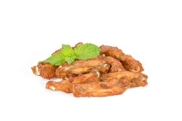 Fried parts chicken wings isolated on white