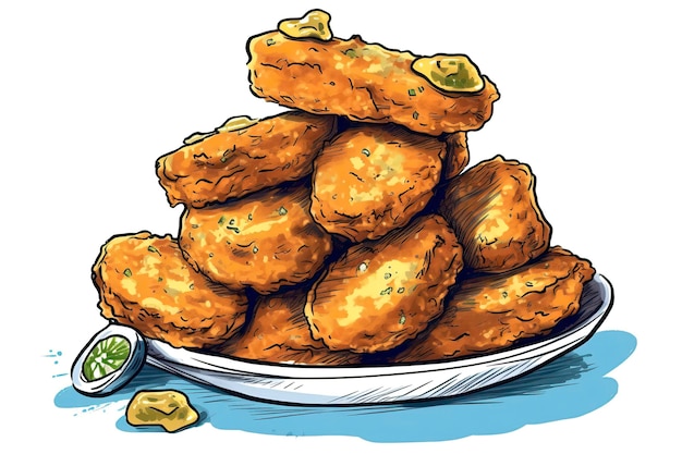 Fried pickles illustration Food illustration Generative AI