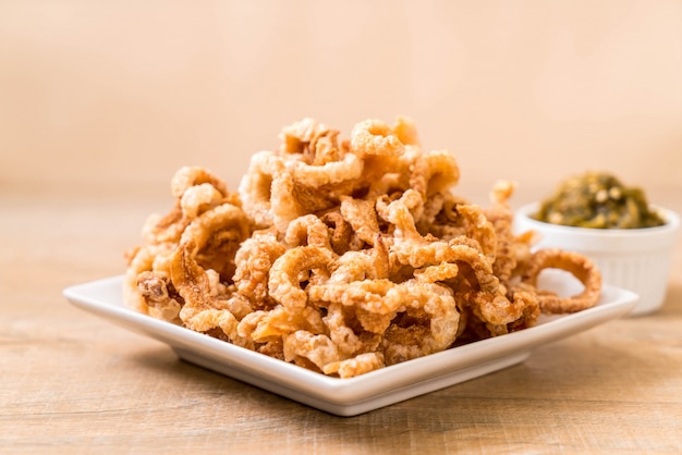 Fried pork rince or Pork snack with Northern Thai Green Chilli Dip