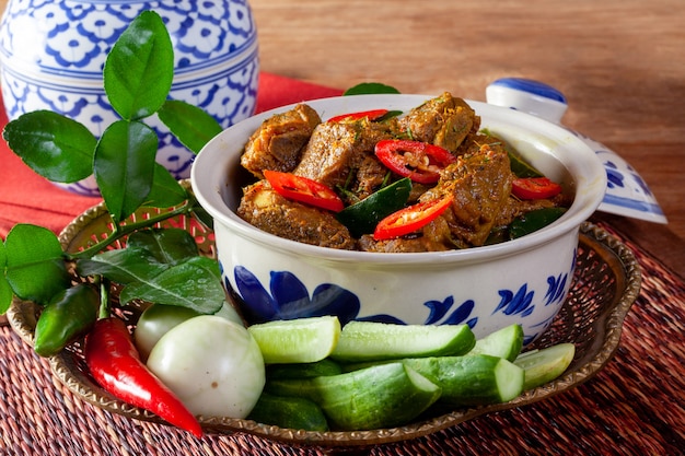 Fried pork with curry. thai food