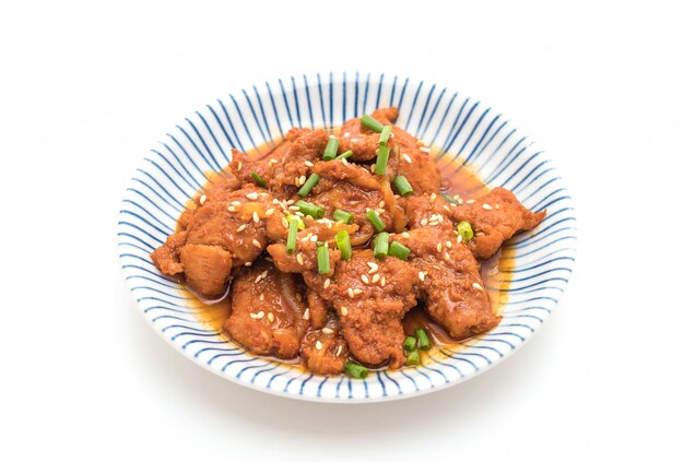 fried pork with spicy korean sauce (bulgogi) 