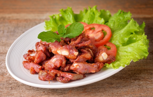 Fried pork with vegetable, thai food